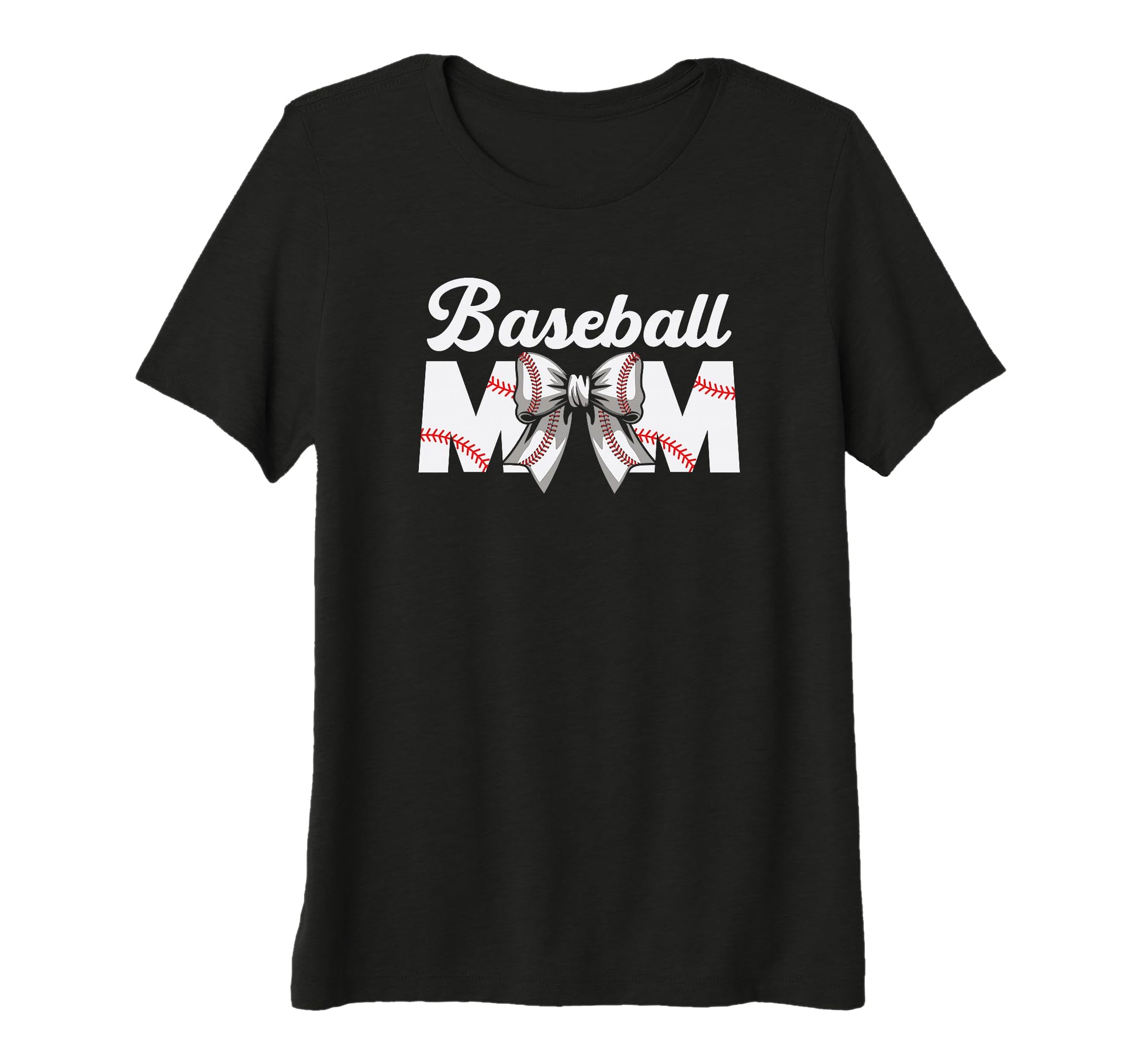 Womens Baseball Mom Gift Bow Game T-Shirt - Casual Everyday Wear Men Women - T-Shirt, Sweatshirt, Hoodie