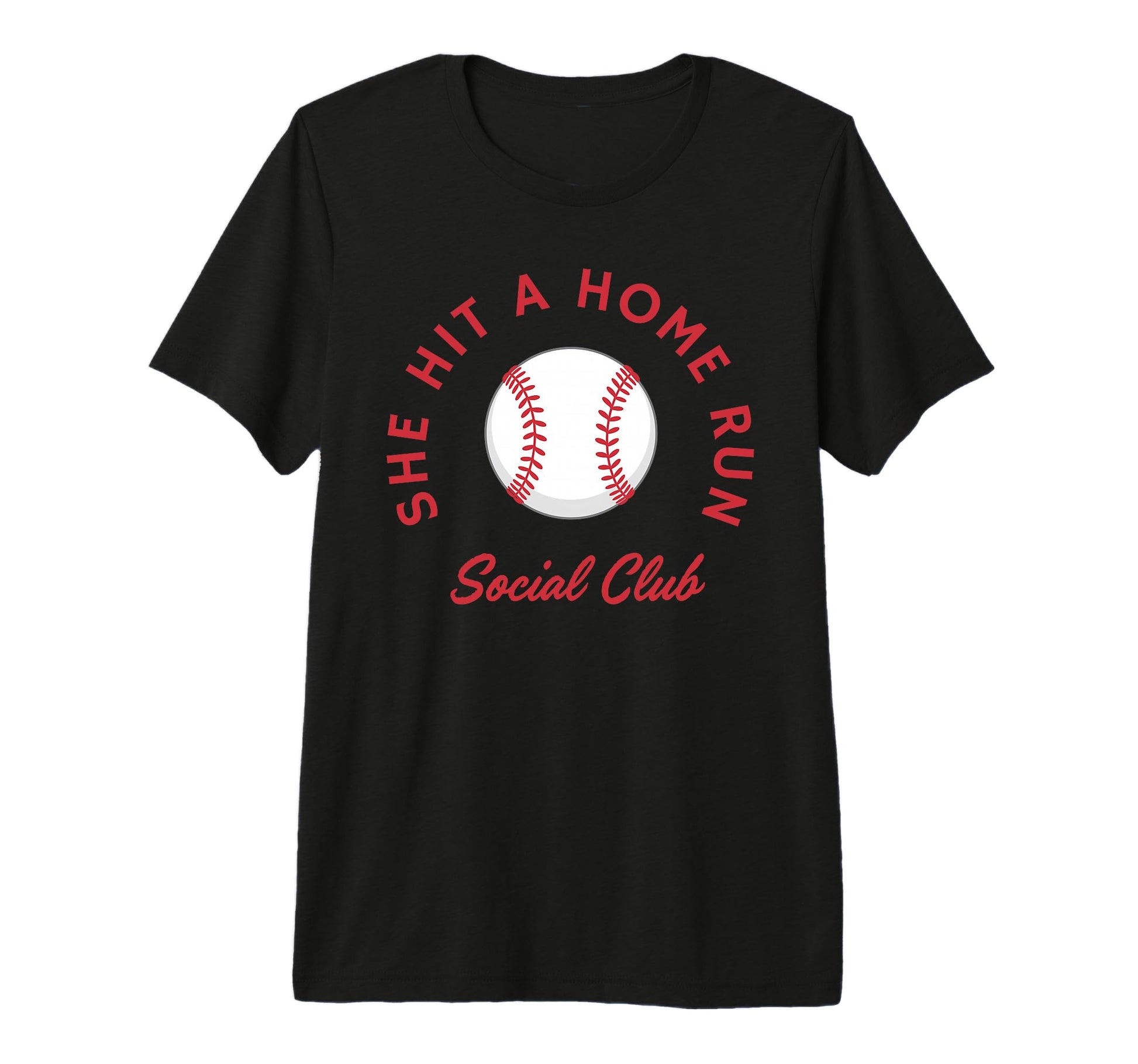 She Hit Home Run Social Club T-Shirt - Minimalist Print for Adults - T-Shirt, Sweatshirt, Hoodie