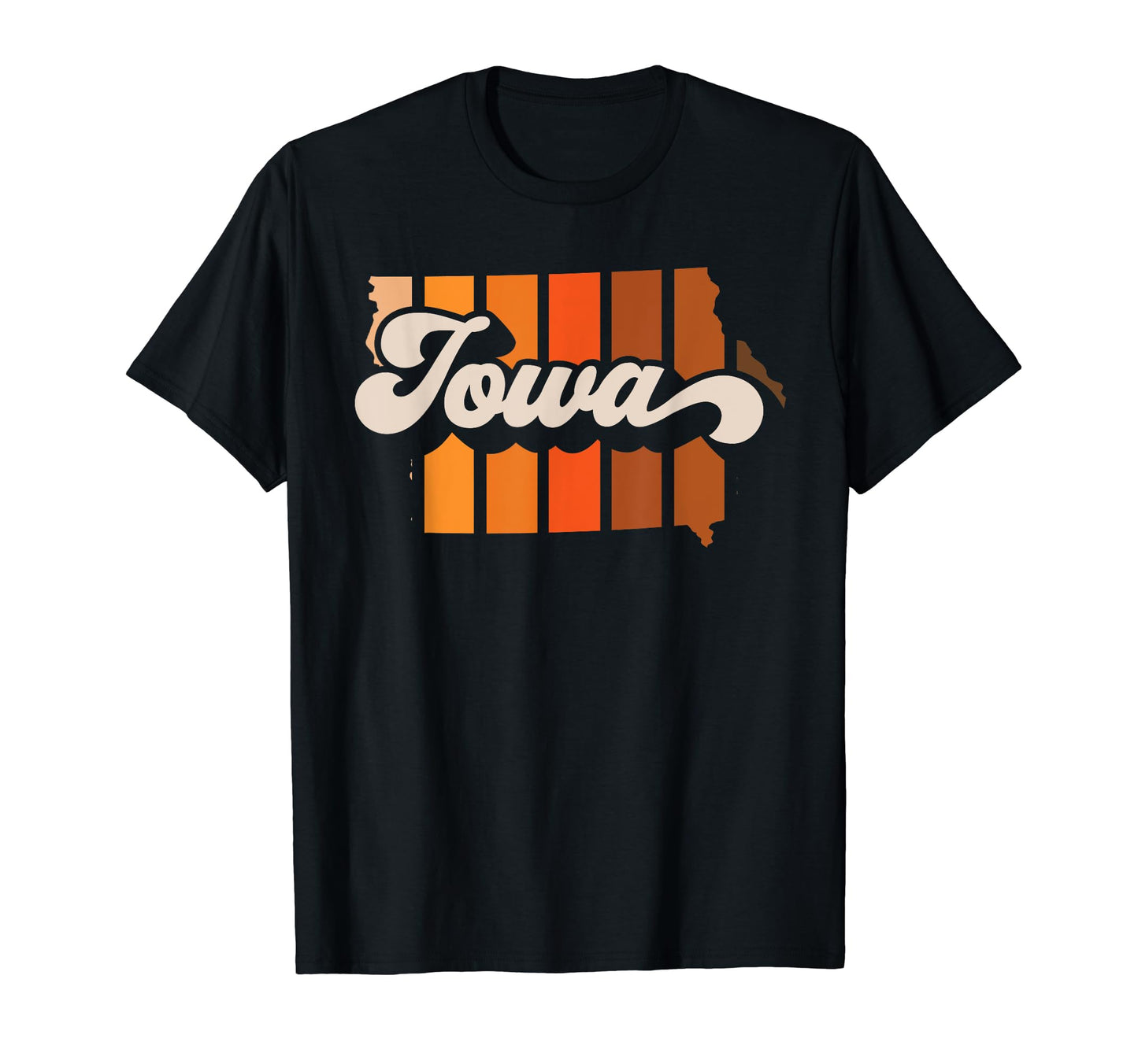 Iowa 70S Stripe State Silhouette T-Shirt - Casual Everyday Wear Men Women - T-Shirt, Sweatshirt, Hoodie