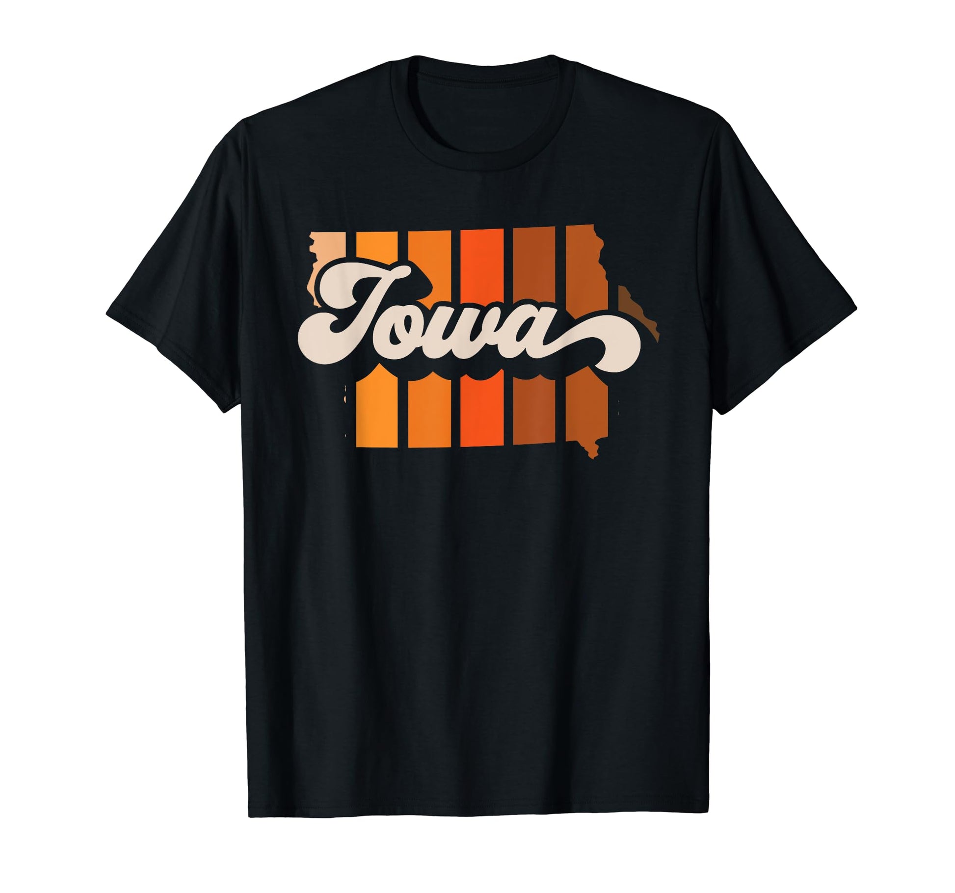 Iowa 70S Stripe State Silhouette T-Shirt - Casual Everyday Wear Men Women - T-Shirt, Sweatshirt, Hoodie