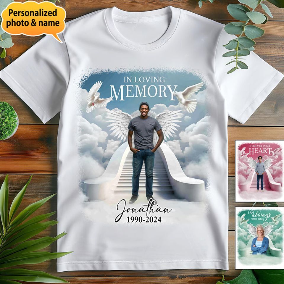 Memorial Upload Photo Angel Wings, In Loving Memory - Adult & Kids T-Shirts, Sweatshirts & Hoodies apparel design preview 1