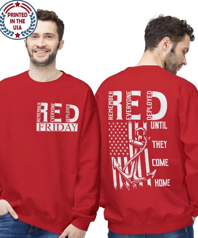 Red Friday Remember Everyone Deployed - Adult & Kids T-Shirts, Sweatshirts & Hoodies apparel design preview 1