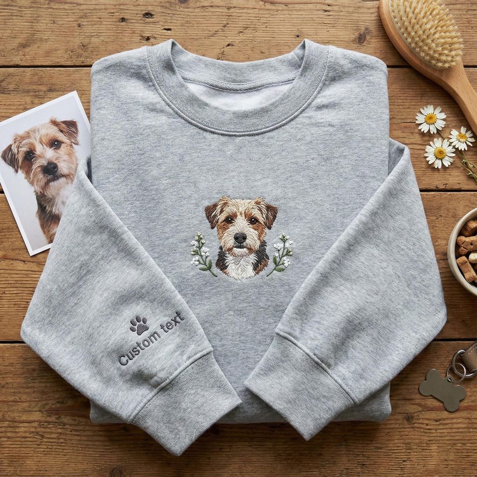 Custom Dog Cat Embroidery Personalized Pet Portrait - Adult & Kids T-Shirts, Sweatshirts & Hoodies apparel design preview 1