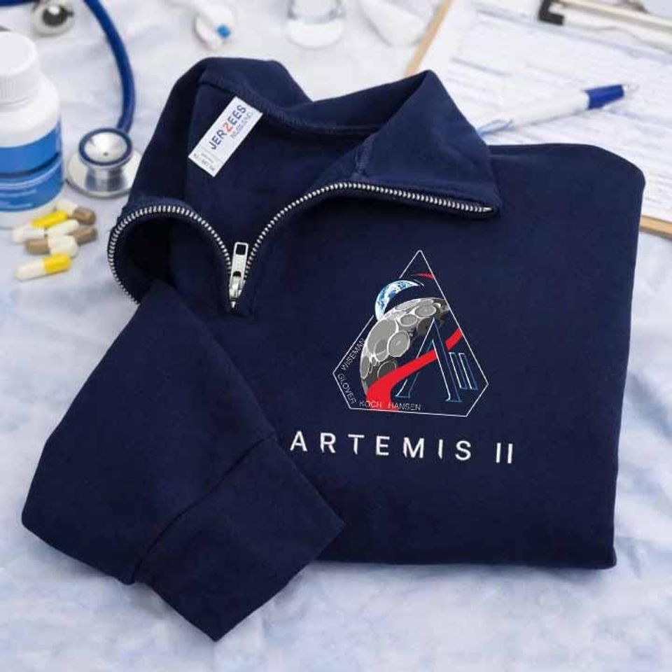 NASA Artemis II Mission Logo Quarter Zip - Adult & Kids T-Shirts, Sweatshirts & Hoodies apparel design preview 1