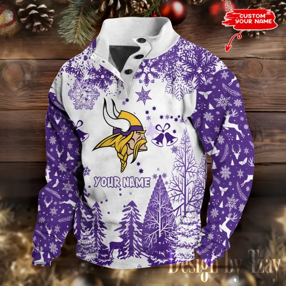 Minnesota Vikings Christmas Double Stand Collar Sport - Adult & Kids T-Shirts, Sweatshirts & Hoodies apparel design preview 1