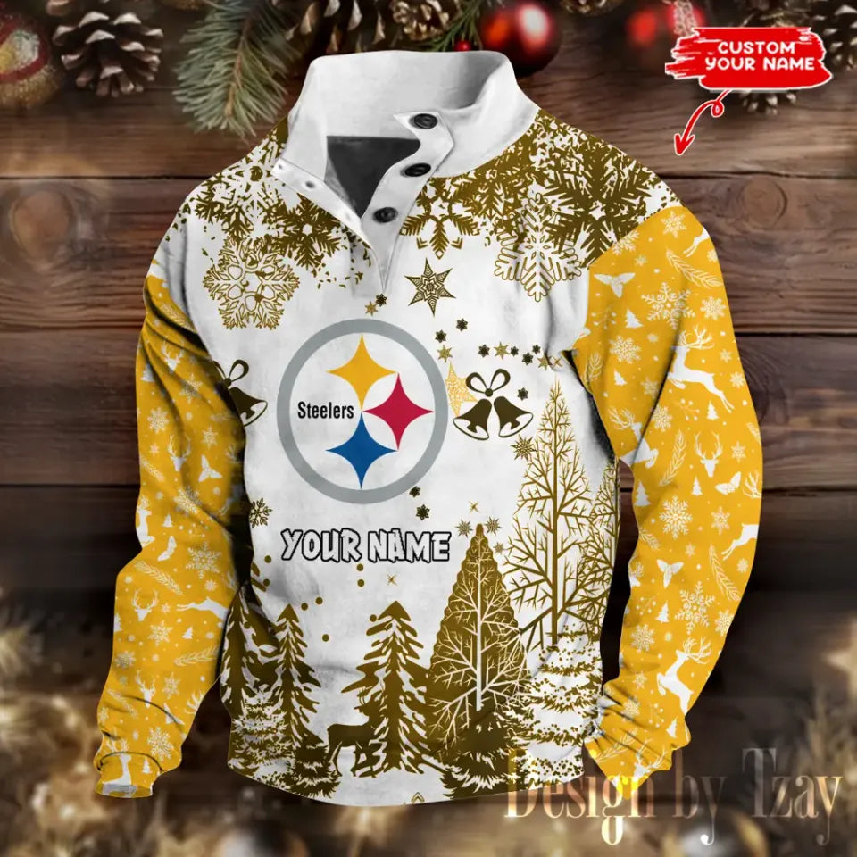 Pittsburgh Steeler Christmas Double Stand Collar - Adult & Kids T-Shirts, Sweatshirts & Hoodies apparel design preview 1