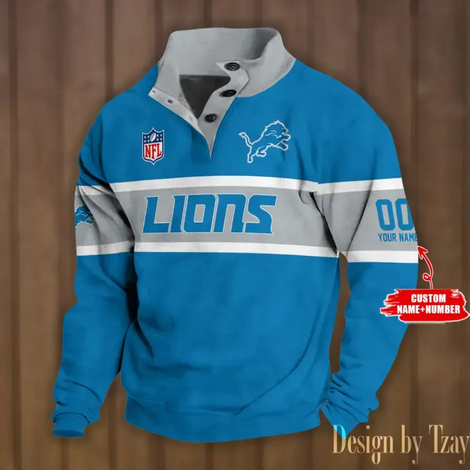 Detroit Lions football Stand Collar - Adult & Kids T-Shirts, Sweatshirts & Hoodies apparel design preview 1