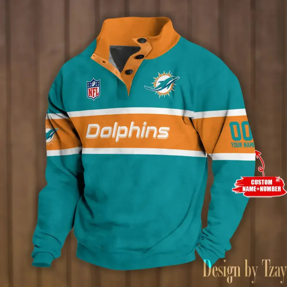 Miami Dolphins football Stand Collar - Adult & Kids T-Shirts, Sweatshirts & Hoodies apparel design preview 1