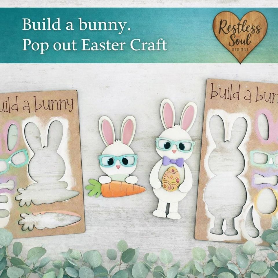Build a Bunny Pop Out Easter Craft Kit Unfinished DIY - Adult & Kids T-Shirts, Sweatshirts & Hoodies apparel design preview 1