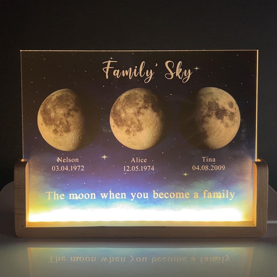 Personalized Moons Phase Night Light with Kids Names - Adult & Kids T-Shirts, Sweatshirts & Hoodies apparel design preview 1