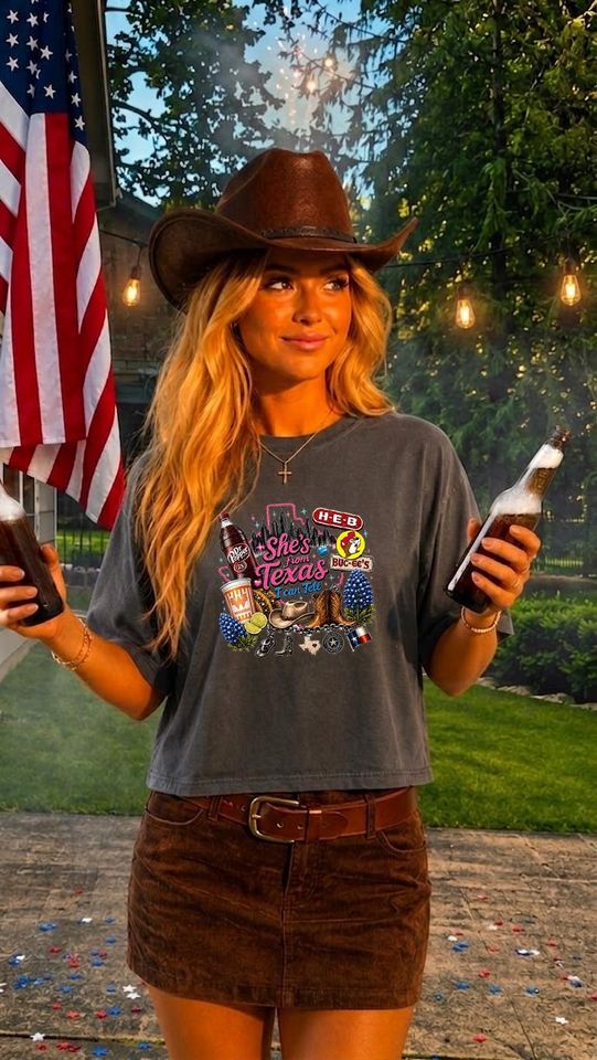 She's From Texas Boxy Retro Western Longhorn - Adult & Kids T-Shirts, Sweatshirts & Hoodies apparel design preview 1