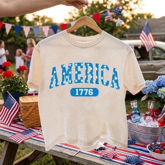 America 1776 Boxy Retro Patriotic Country Lovers Top - Adult & Kids T-Shirts, Sweatshirts & Hoodies apparel design preview 1