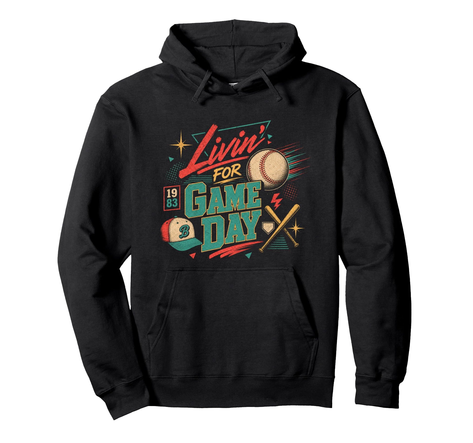 Baseball Living Ballgame 1980S Hoodie - Minimalist Print for Adults - T-Shirt, Sweatshirt, Hoodie