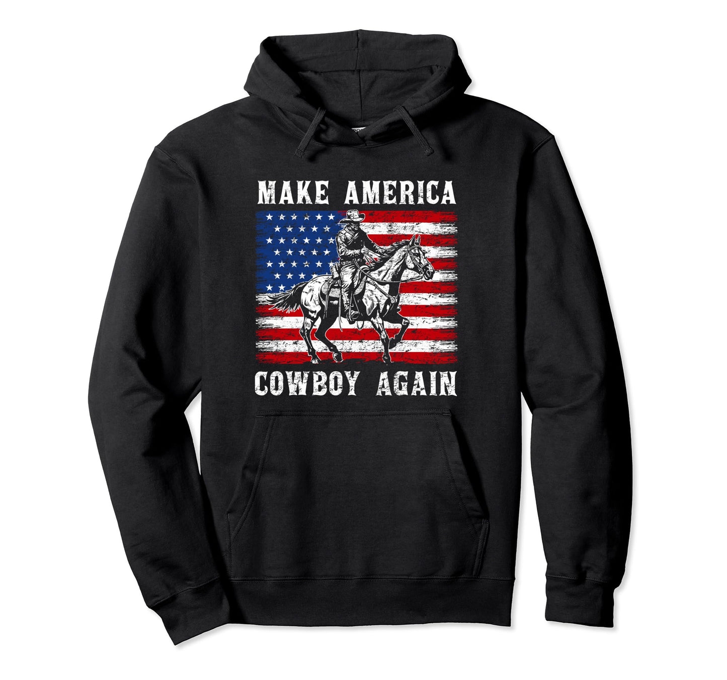 Western Country Usa Flag Makes America Hoodie - Custom Art Print Men Women - T-Shirt, Sweatshirt, Hoodie