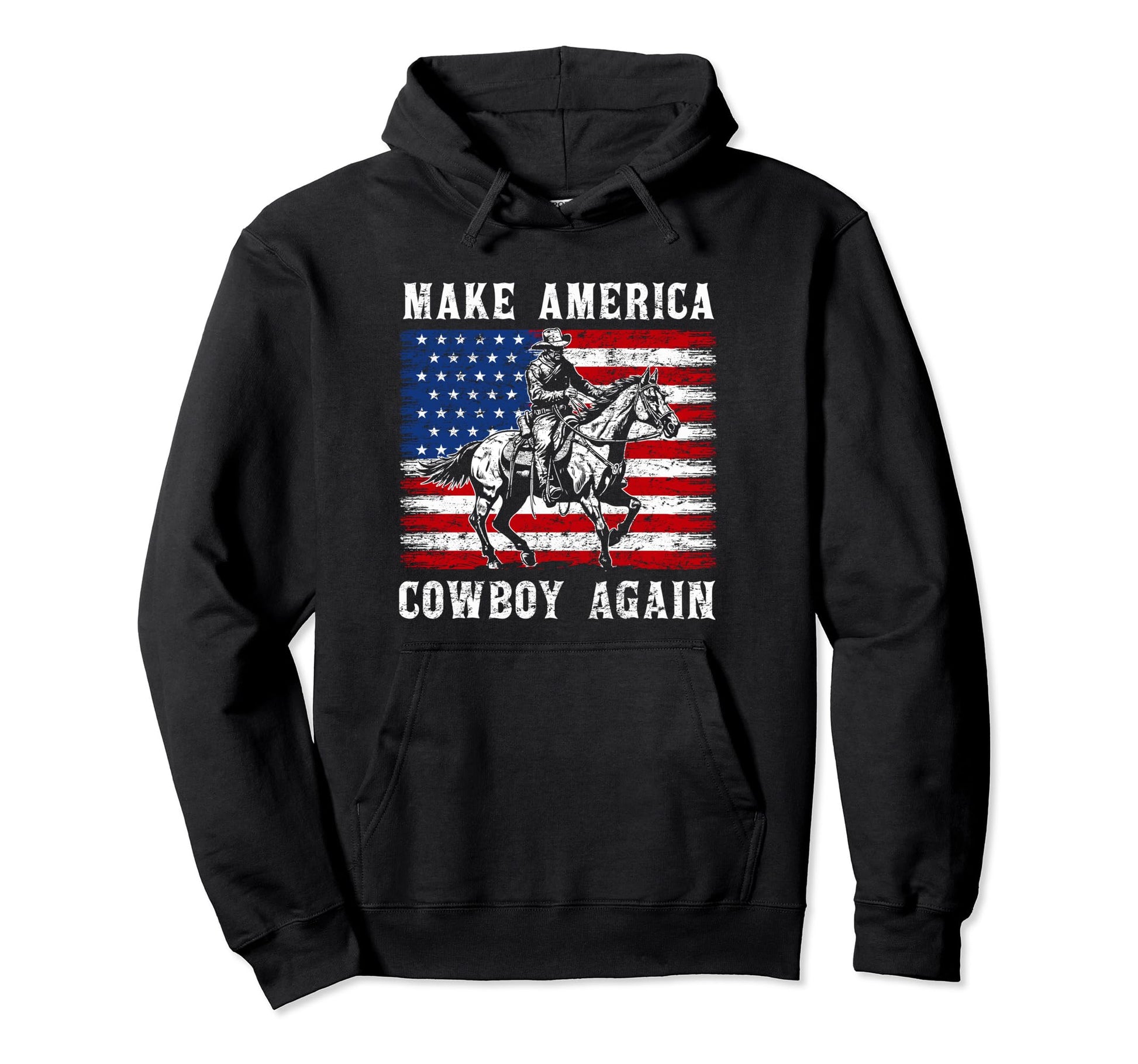 Western Country Usa Flag Makes America Hoodie - Custom Art Print Men Women - T-Shirt, Sweatshirt, Hoodie