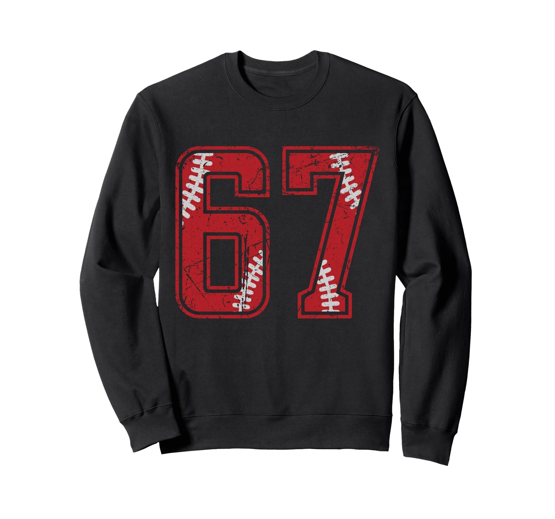 Distressed Baseball Number 67 Sweatshirt - Fun Novelty Design for Adults - T-Shirt, Sweatshirt, Hoodie