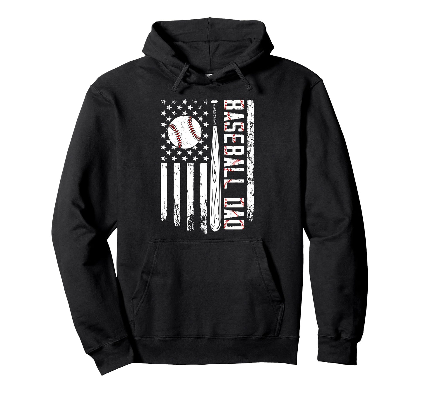 Funny Baseball Dad American Flag Fathers Hoodie - Graphic Print for Adults - T-Shirt, Sweatshirt, Hoodie