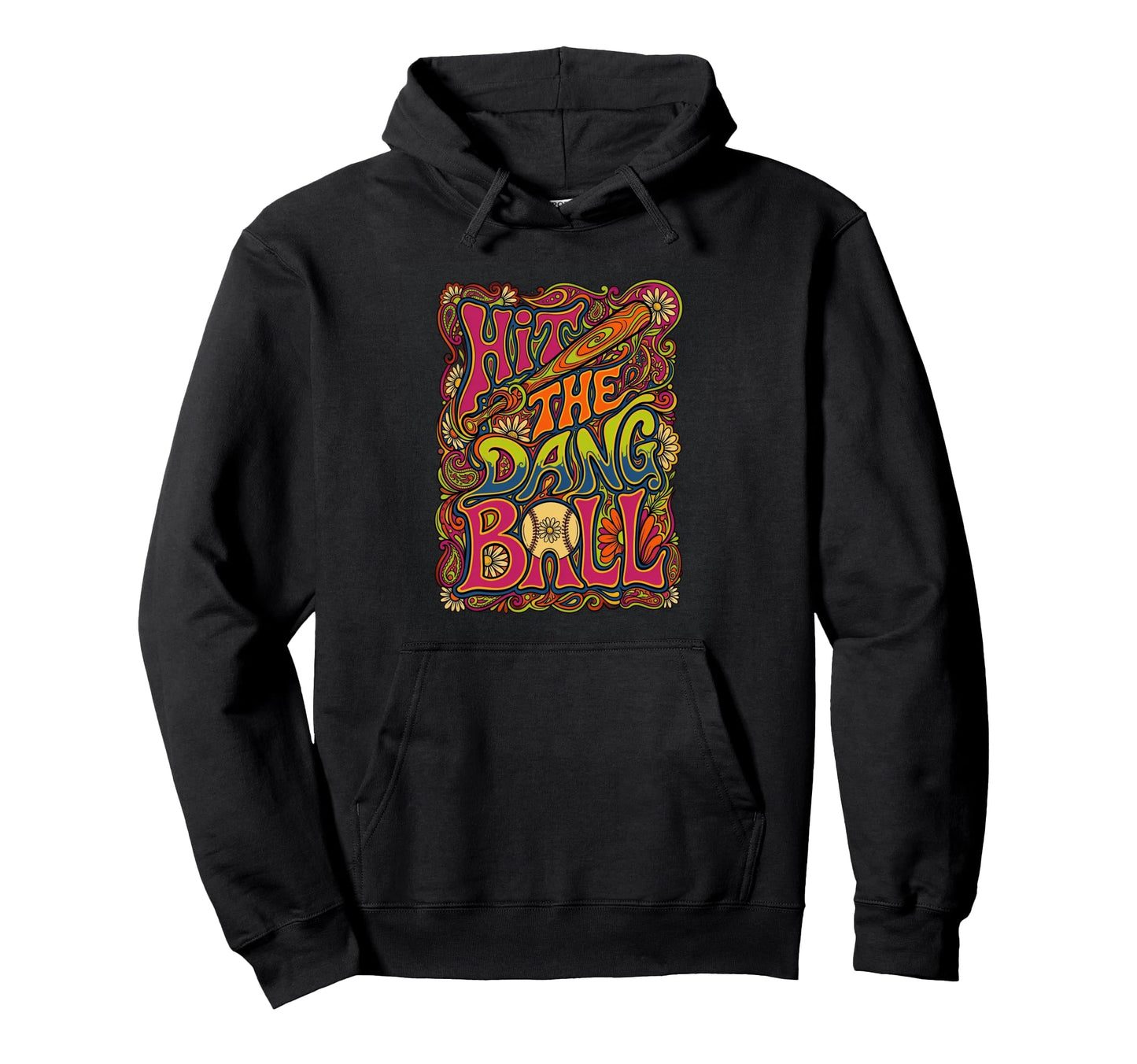 Hit Dang Ball Baseball Player Groovy 70S Hoodie - Graphic Print Men Women - T-Shirt, Sweatshirt, Hoodie