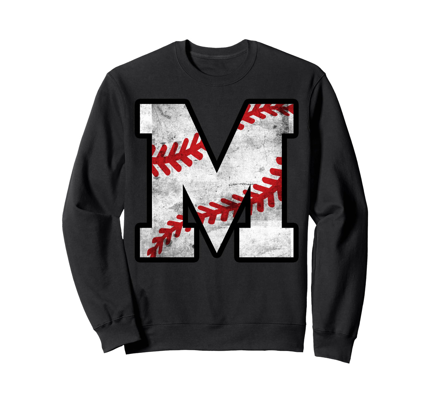 Distressed Baseball Letter M Sweatshirt - Novelty Apparel Unisex - T-Shirt, Sweatshirt, Hoodie