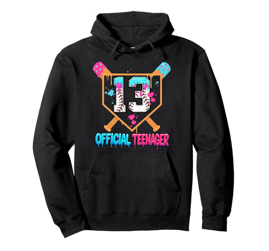 Baseball Drip 13Th Birthday Teenager Ice Hoodie - Novelty Apparel Unisex - T-Shirt, Sweatshirt, Hoodie