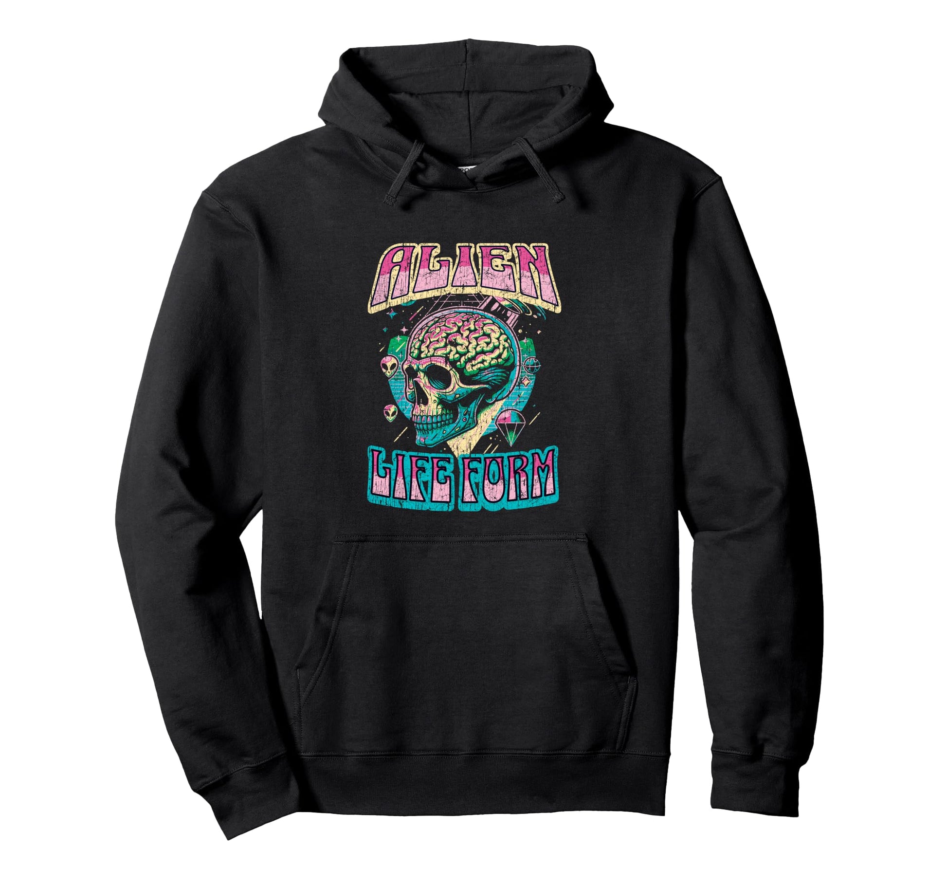 Alien Life Form Alien Head Colorful Hoodie - Novelty Apparel Men Women - T-Shirt, Sweatshirt, Hoodie