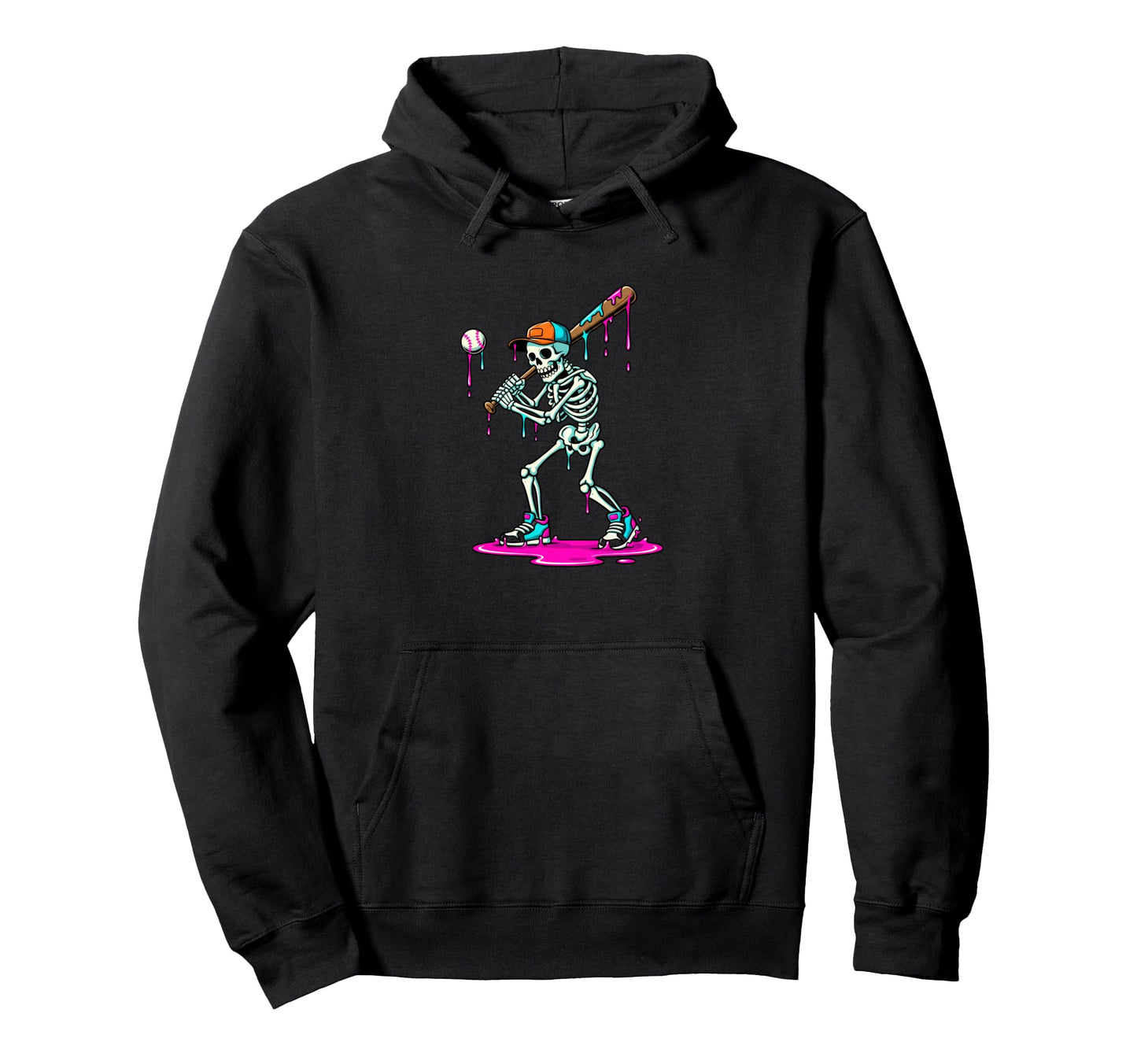 Halloween Skeleton Baseball Batter Hoodie - Minimalist Print Men Women - T-Shirt, Sweatshirt, Hoodie