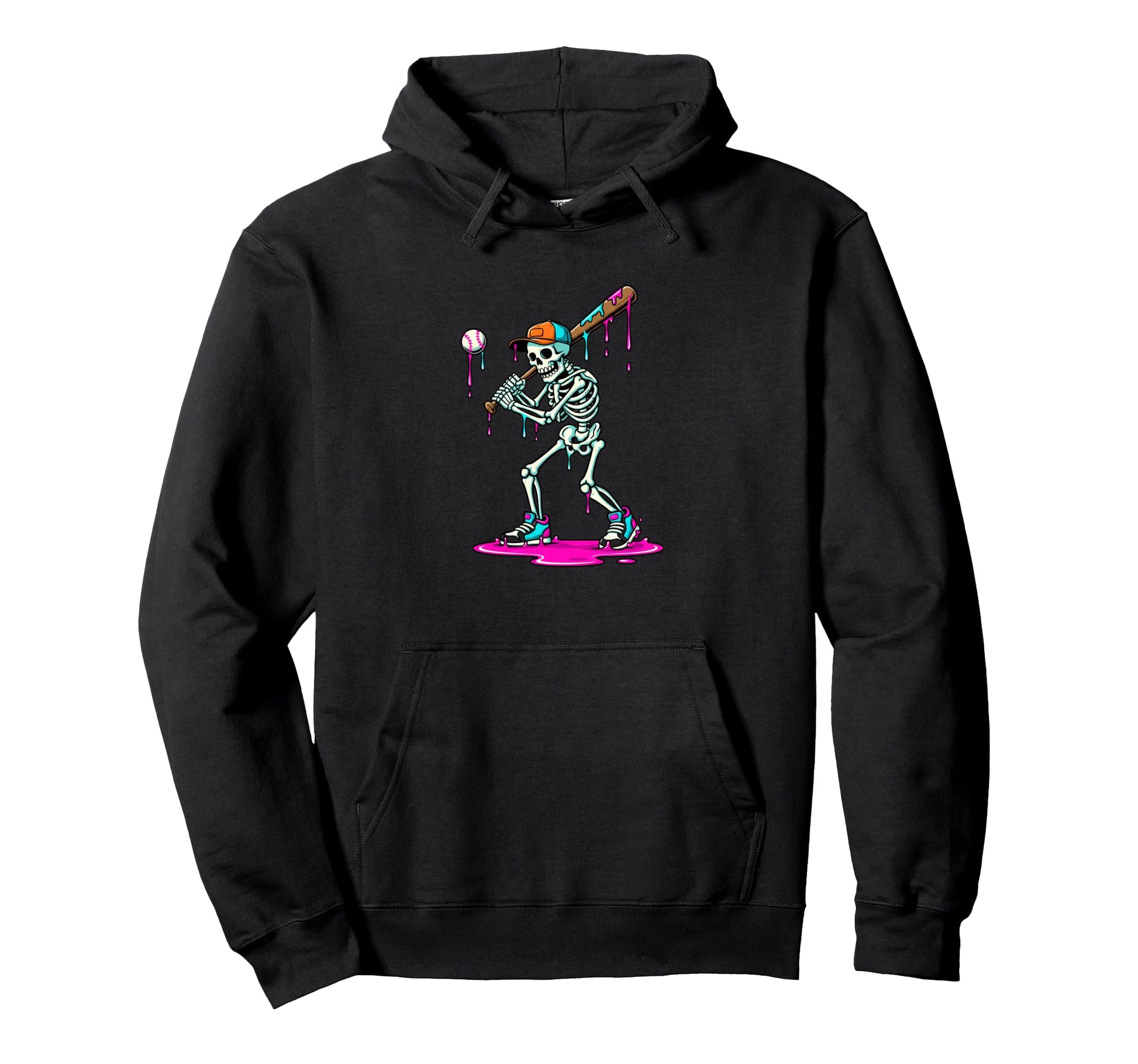 Halloween Skeleton Baseball Batter Hoodie - Minimalist Print Men Women - T-Shirt, Sweatshirt, Hoodie
