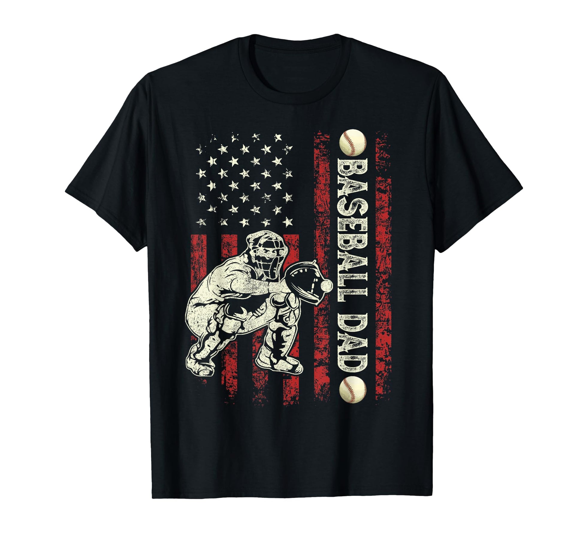 Fathers Day Baseball Dad Flag Gifts Dad T-Shirt - Graphic Print for Adults - T-Shirt, Sweatshirt, Hoodie