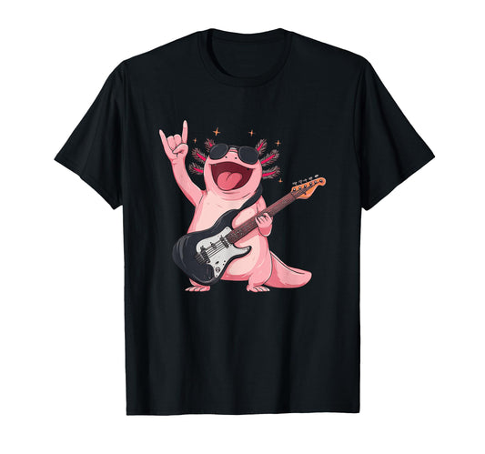 Axolotl Rock Music Funny Animal T-Shirt - Minimalist Print for Adults - T-Shirt, Sweatshirt, Hoodie