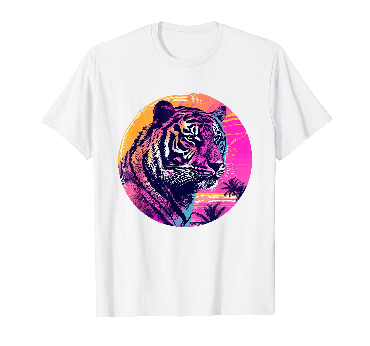 Tiger 80S Synthwave Africa Tiger T-Shirt - Fun Novelty Design Men Women - T-Shirt, Sweatshirt, Hoodie
