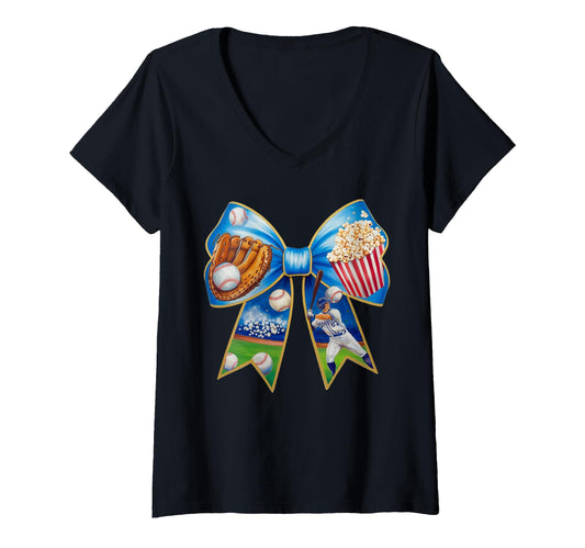 Baseball Bow Popcorn Glove Bat Player T-Shirt - Minimalist Print Men Women - T-Shirt, Sweatshirt, Hoodie