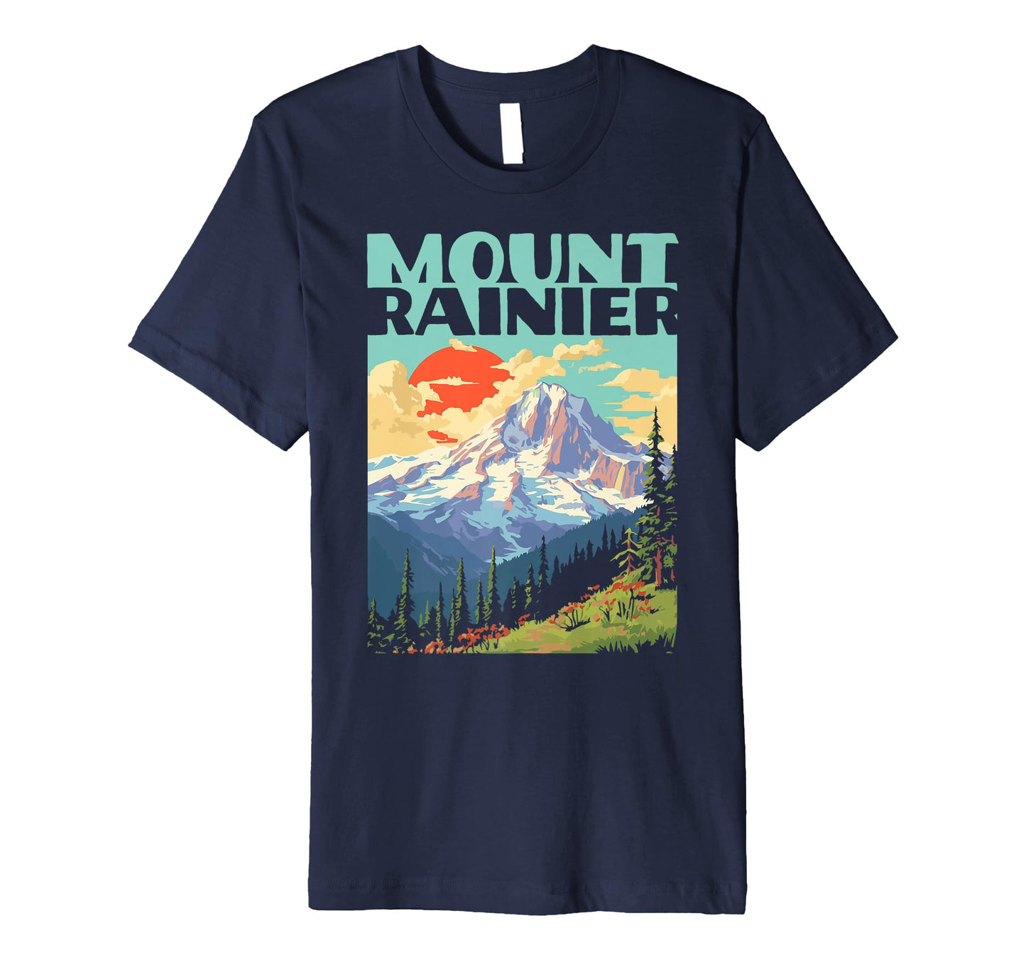 Mount Rainier National Park T-Shirt - Minimalist Print for Adults - T-Shirt, Sweatshirt, Hoodie