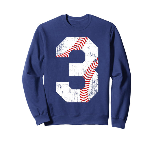 Baseball 3 Jersey Number Sweatshirt - Fun Novelty Design Men Women - T-Shirt, Sweatshirt, Hoodie