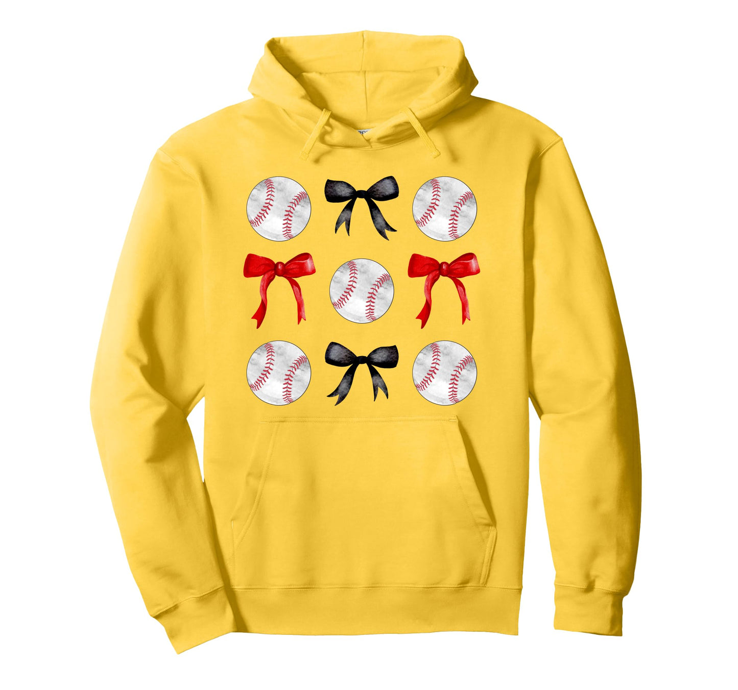 Red Black Baseballs Bows Baseball Mom Hoodie - Minimalist Print Men Women - T-Shirt, Sweatshirt, Hoodie