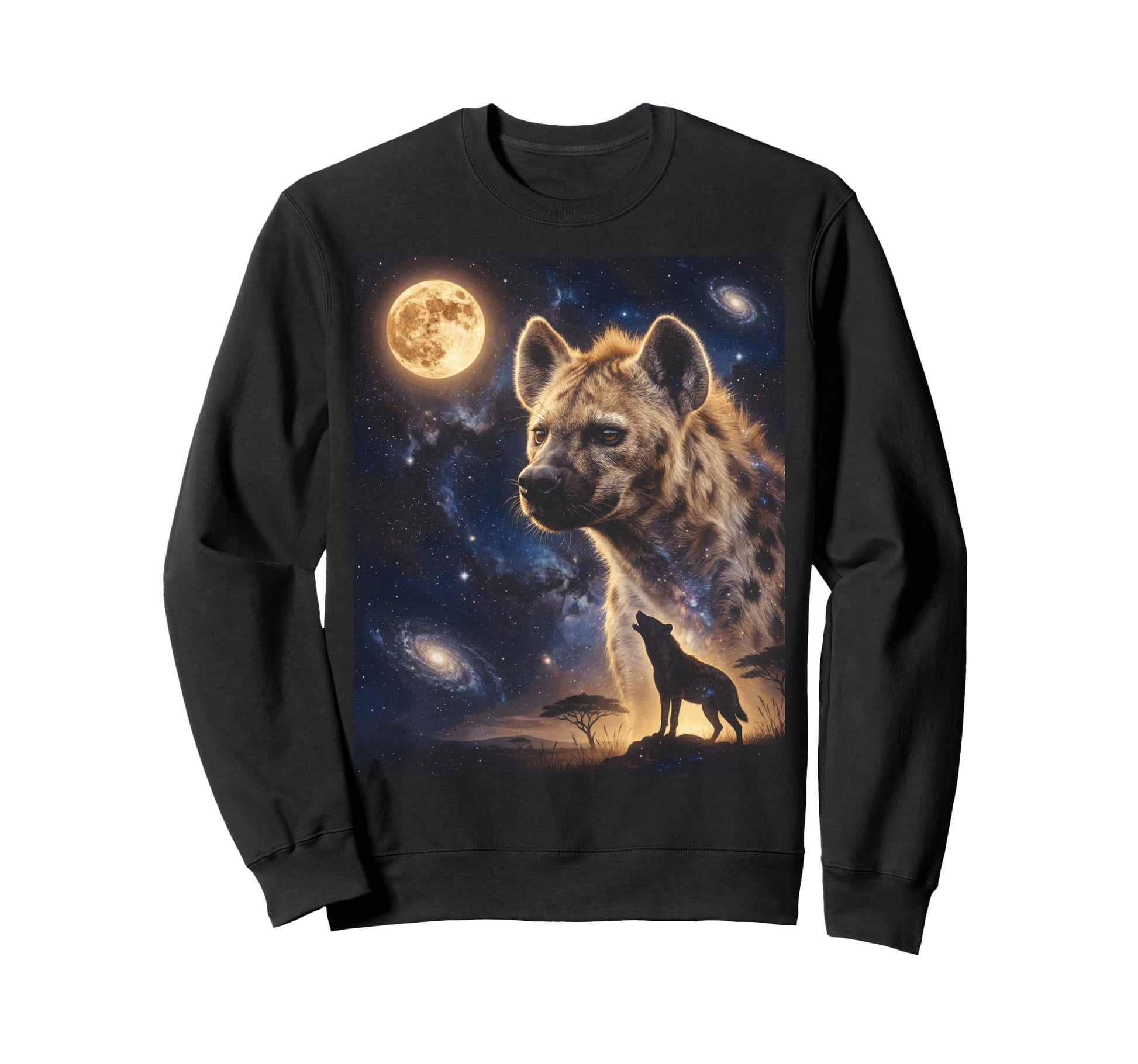 Celestial Hyena Full Moon Howling Sweatshirt - Minimalist Print Unisex - T-Shirt, Sweatshirt, Hoodie