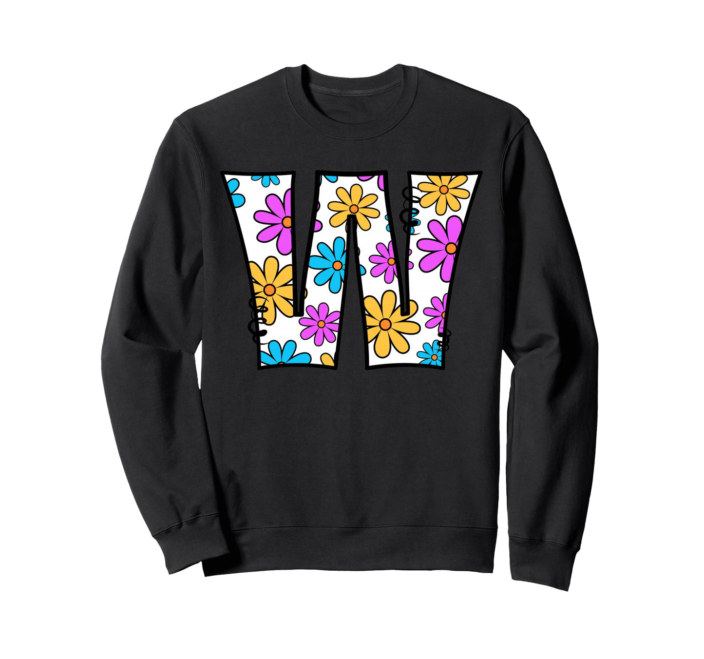 Letter W Floral Daisy Alphabet Sweatshirt - Custom Art Print Unisex - T-Shirt, Sweatshirt, Hoodie