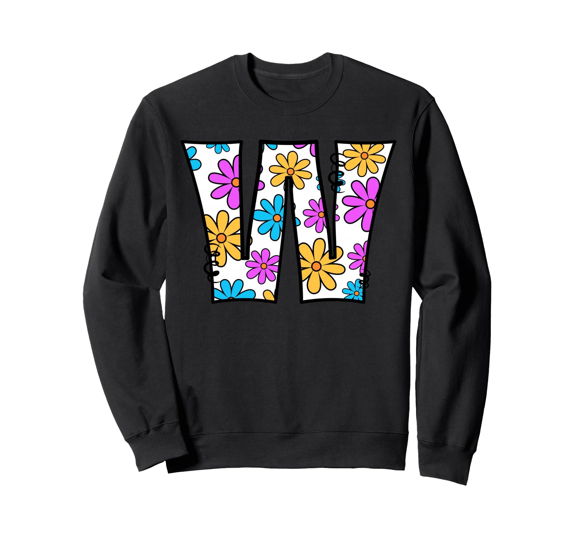 Letter W Floral Daisy Alphabet Sweatshirt - Custom Art Print Unisex - T-Shirt, Sweatshirt, Hoodie