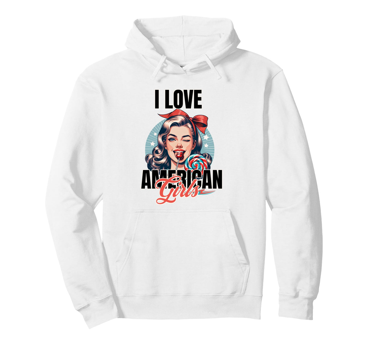 I Love American 50S Lollipop Usa Hoodie - Casual Everyday Wear Unisex - T-Shirt, Sweatshirt, Hoodie