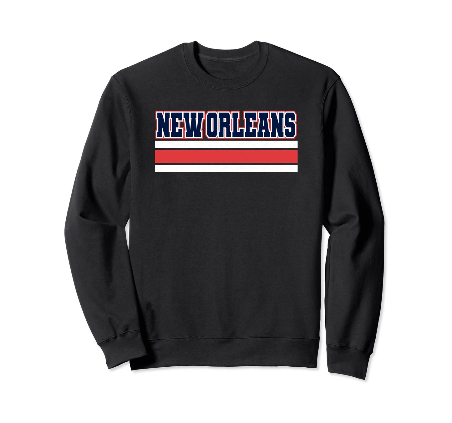 New Orleans Red Blue Striped Hometown Sweatshirt - Novelty Apparel Unisex - T-Shirt, Sweatshirt, Hoodie