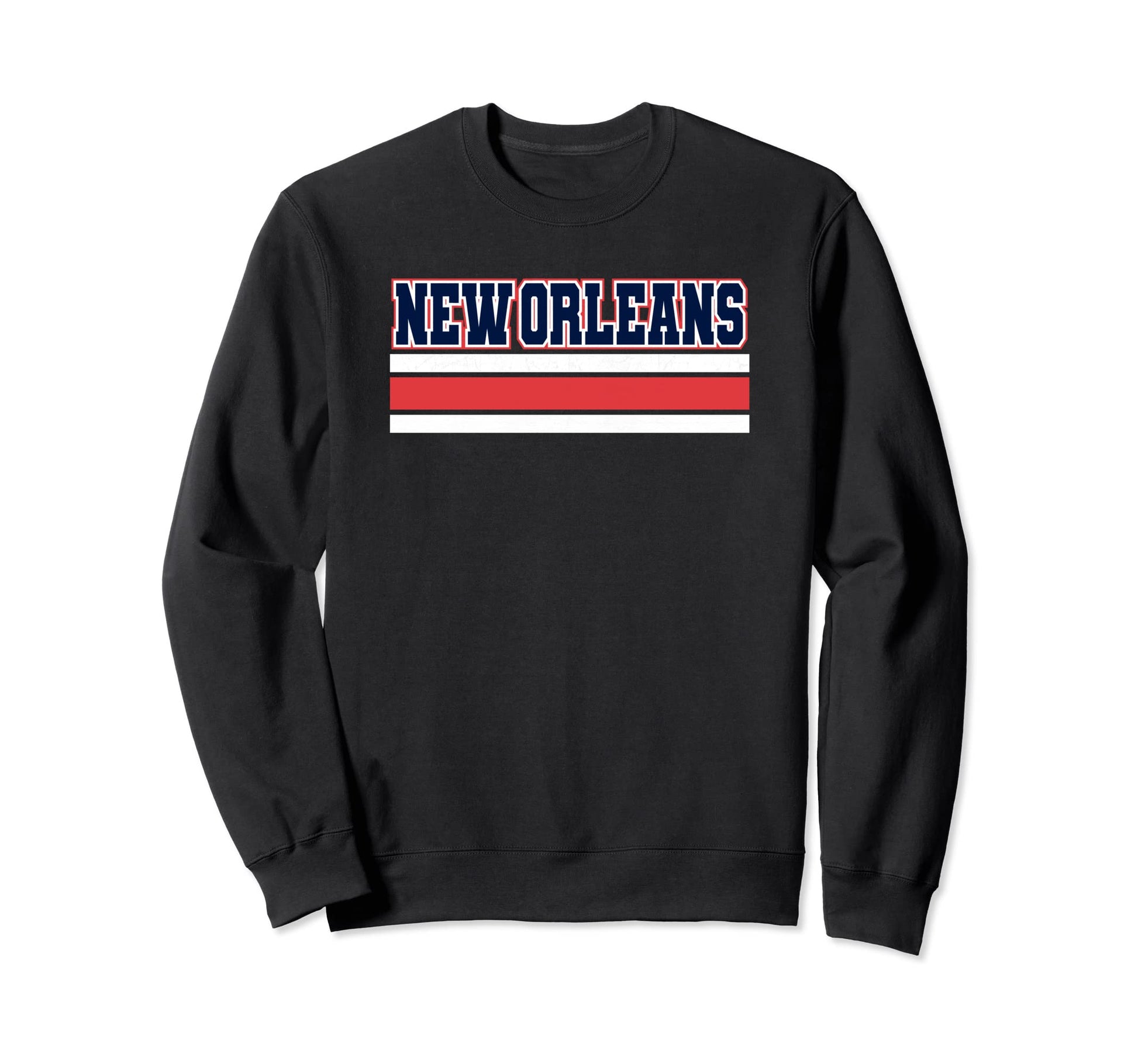 New Orleans Red Blue Striped Hometown Sweatshirt - Novelty Apparel Unisex - T-Shirt, Sweatshirt, Hoodie