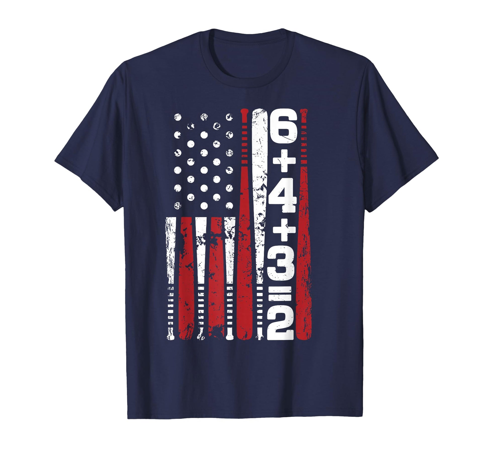 Mens American Flag Baseball Math 6 4 3 2 T-Shirt - Trendy Graphic Unisex - T-Shirt, Sweatshirt, Hoodie