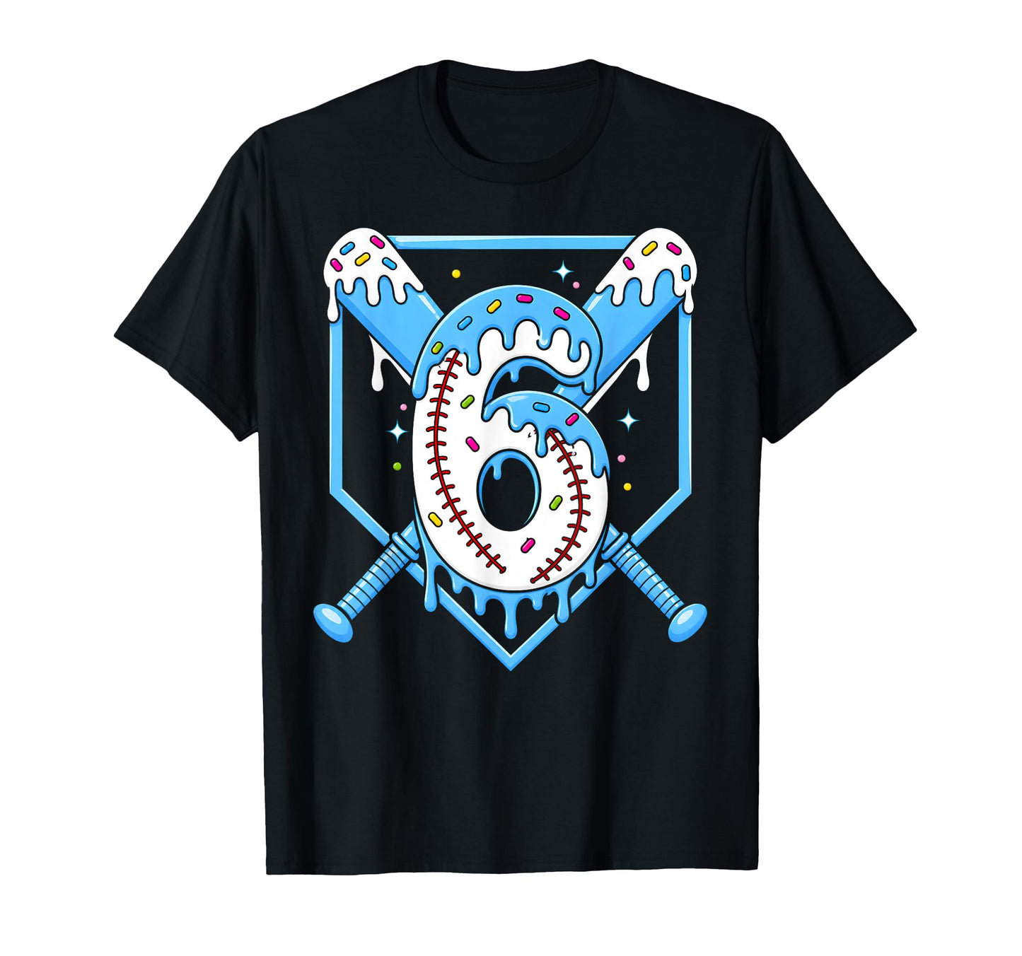 6Th Birthday Baseball Ice Cream Drip 6 T-Shirt - Unique Graphic Men Women - T-Shirt, Sweatshirt, Hoodie