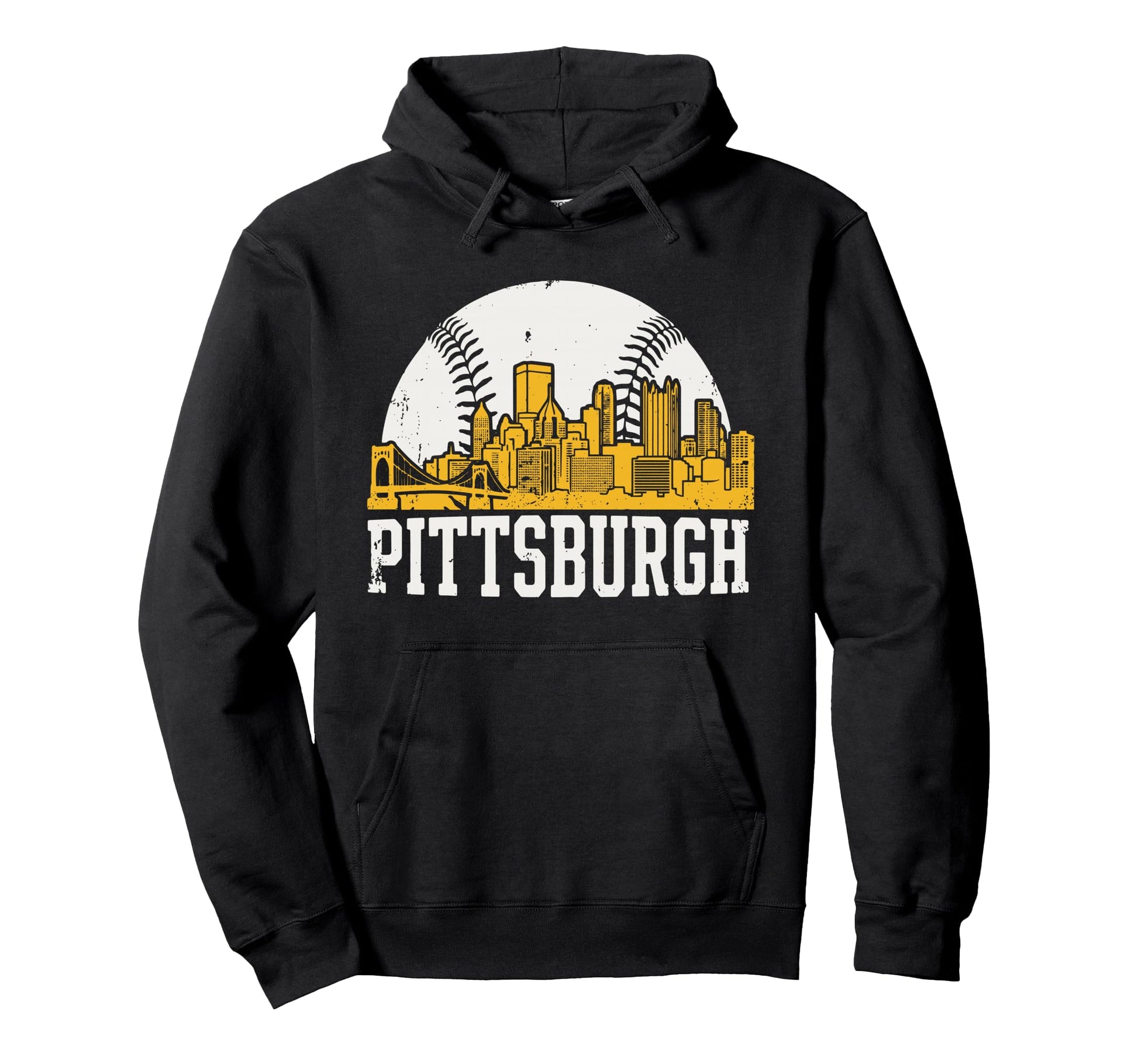 Pittsburgh Lovers Skyline Baseball Hoodie - Fun Novelty Design Men Women - T-Shirt, Sweatshirt, Hoodie
