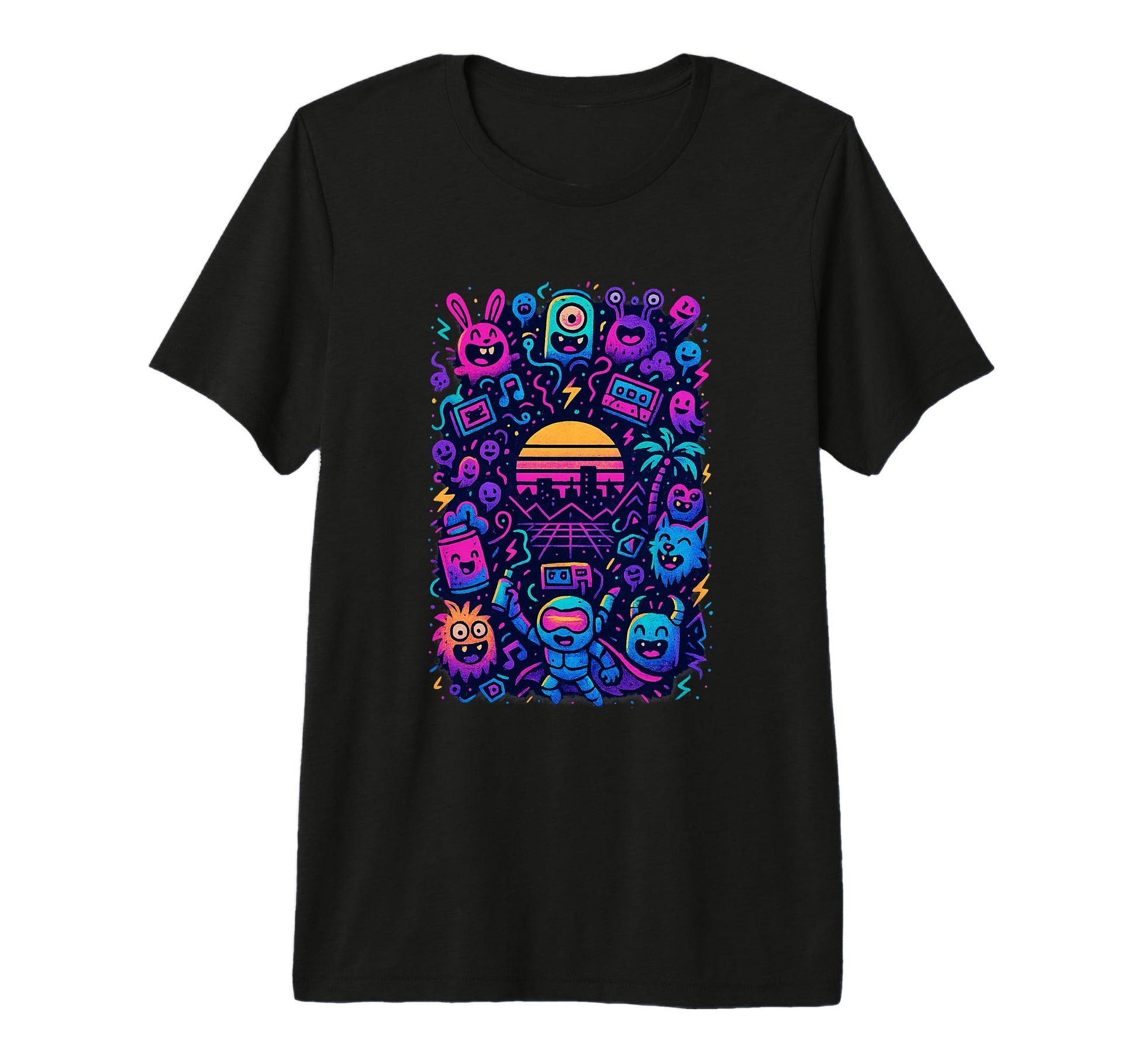80S Synthwave Tri Blend T-Shirt - Unique Graphic Men Women - T-Shirt, Sweatshirt, Hoodie