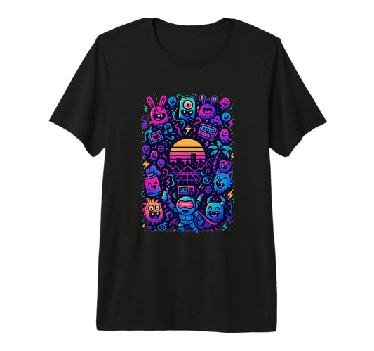 80S Synthwave Tri Blend T-Shirt - Unique Graphic Men Women - T-Shirt, Sweatshirt, Hoodie