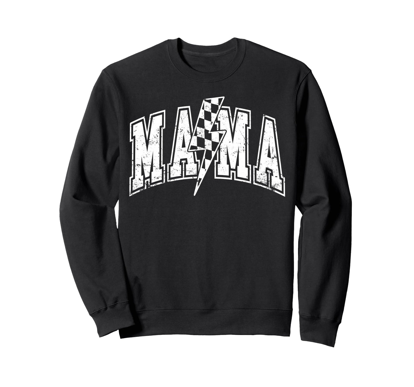 Mama Lightning Bolt Checkered Sweatshirt - Custom Art Print Men Women - T-Shirt, Sweatshirt, Hoodie
