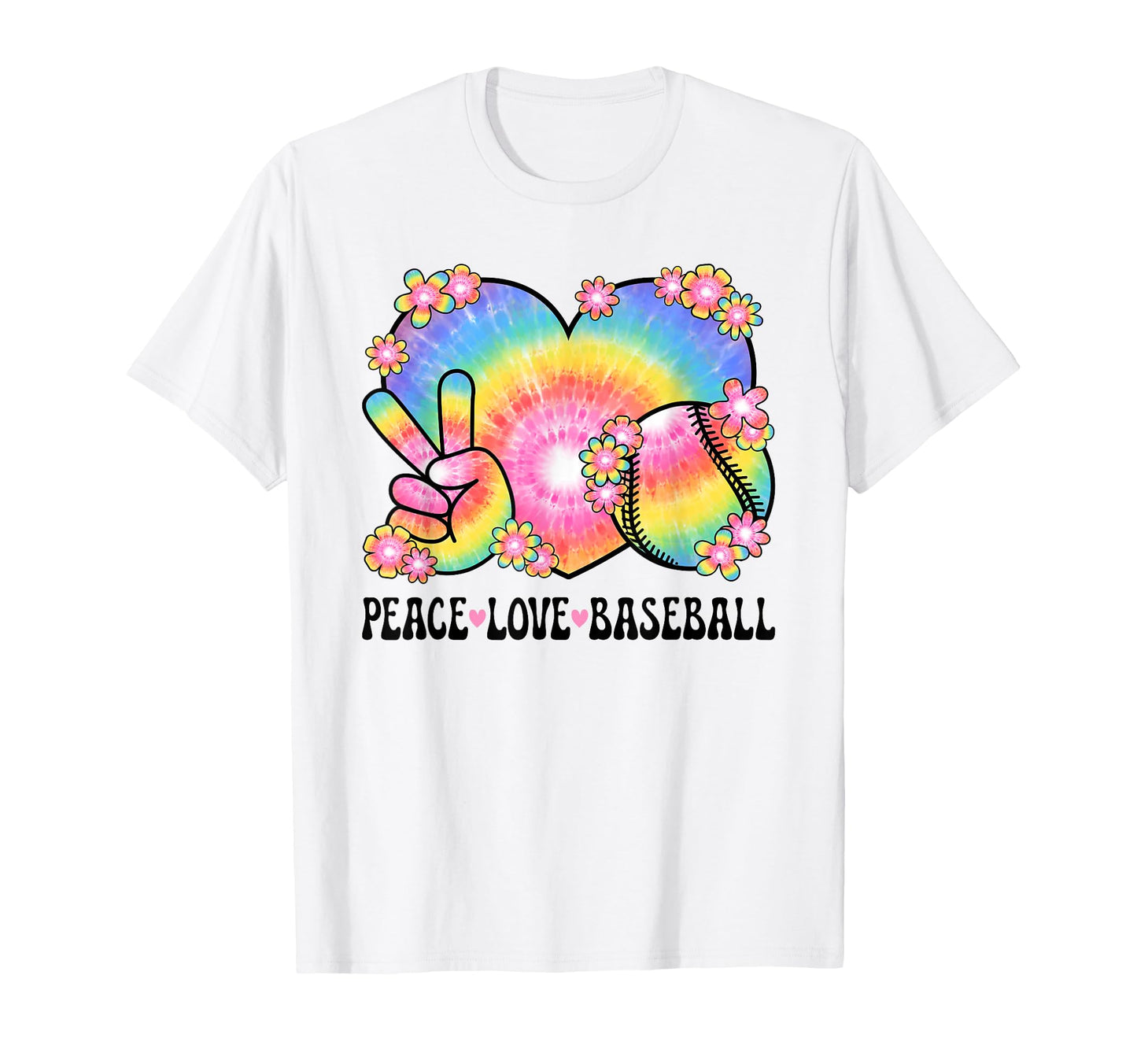 Peace Love Baseball Lover 60S 70S T-Shirt - Unique Graphic Men Women - T-Shirt, Sweatshirt, Hoodie