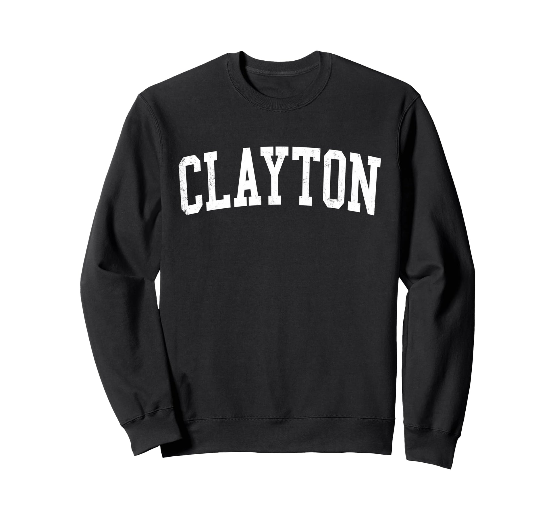 Clayton Nj Distressed White Sweatshirt - Fun Novelty Design Men Women - T-Shirt, Sweatshirt, Hoodie