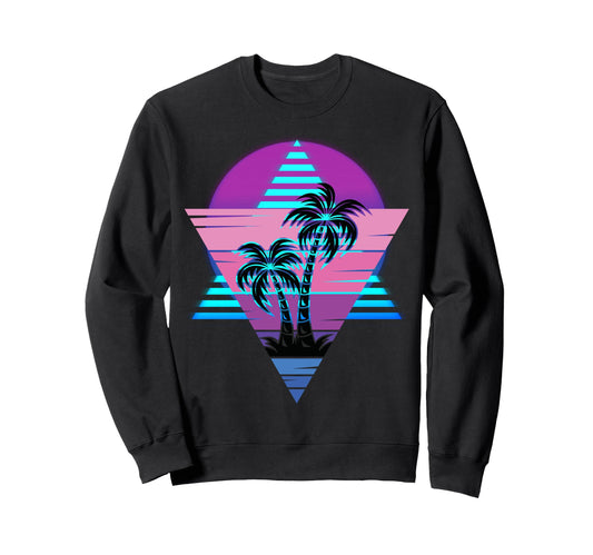 80S Vaporwave Palm Trees Sunset Sweatshirt - Graphic Print Men Women - T-Shirt, Sweatshirt, Hoodie
