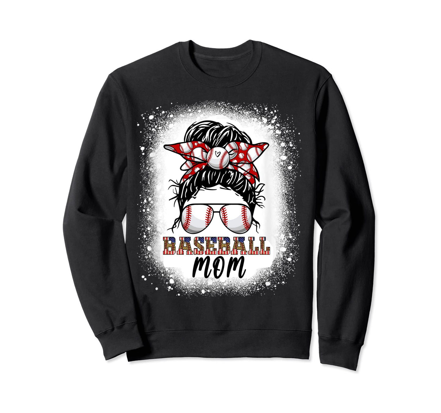 Baseball Mom Messy Bun Hair Sweatshirt - Minimalist Print for Adults - T-Shirt, Sweatshirt, Hoodie